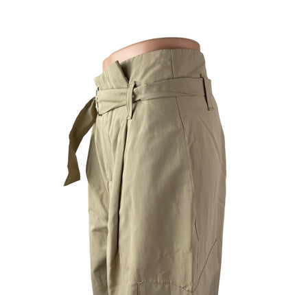 Zara Women's Beige High Rise Pleated Belted Baggy Tapered Trousers Cargo Pants S