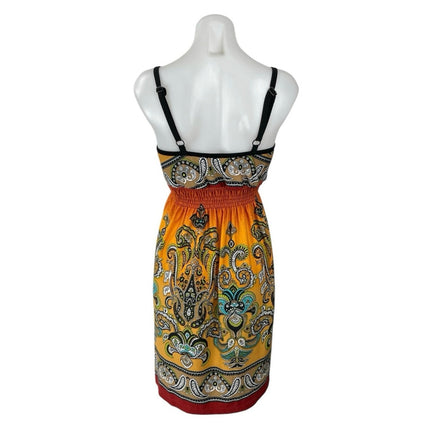 Bailey Blue Multicolor Paisley Sleeveless V Neck Smocked Waist Mini Dress Size S
