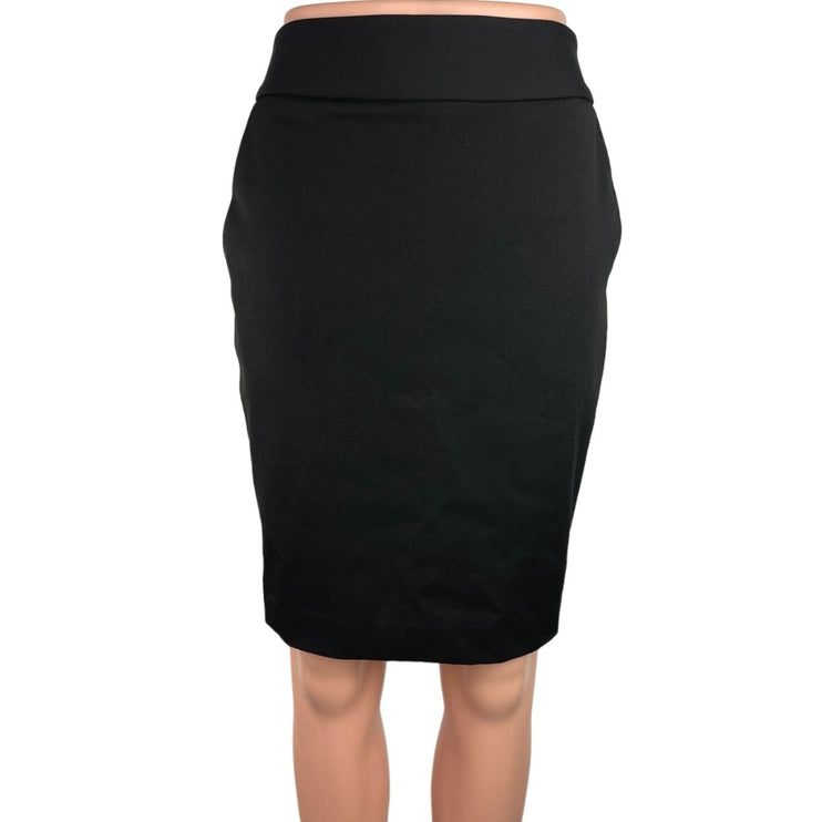 Express Women's Black Back Kick Pleat Zipper Straight Pencil Midi Skirt Size 2