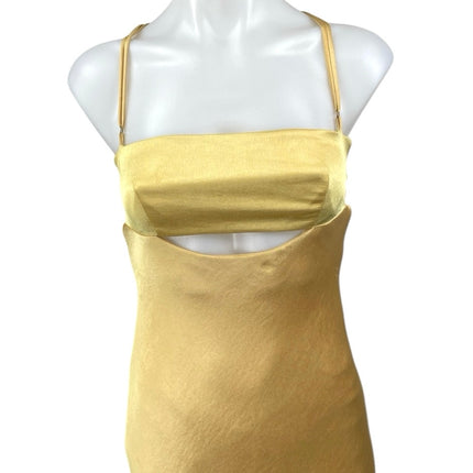 BEC & Bridge Carrie Yellow Satin Silk Sleeveless Cutout Cami Slip Midi Dress 4
