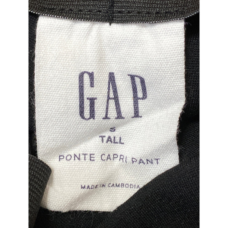 Gap Ponte Capri Women's Black High Rise Pleated Cropped Trousers Pants Sz S Tall