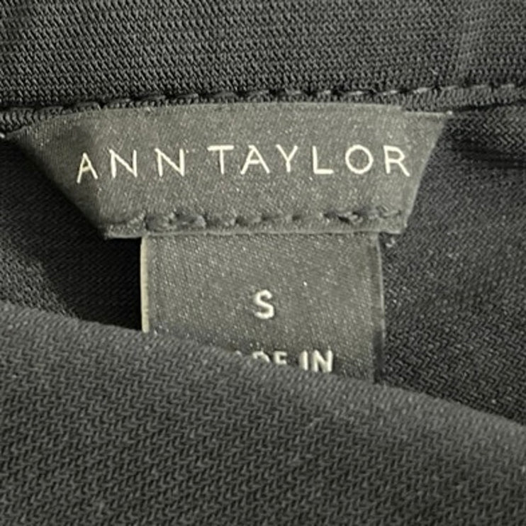 Ann Taylor Women's Black Sleeveless Notch V Neck Tank Blouse Shirt Top Size S