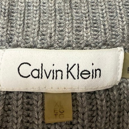Calvin Klein Women's Gray Rib Knit Ruffle Long Sleeve Pullover Sweater Top Sz XL