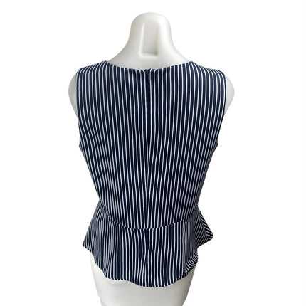 Banana Republic Navy Blue White Striped Sleeveless Peplum Blouse Top Size 6