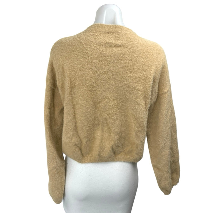Princess Polly Womens Brown Fuzzy Faux Fur Mock Neck Long Sleeve Sweater Sz XS/S