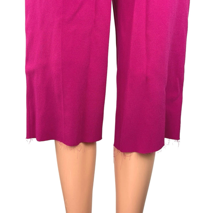 Aritzia Babaton Pink High Rise Raw Hem Straight Leg Capri Culottes Pants Size 2