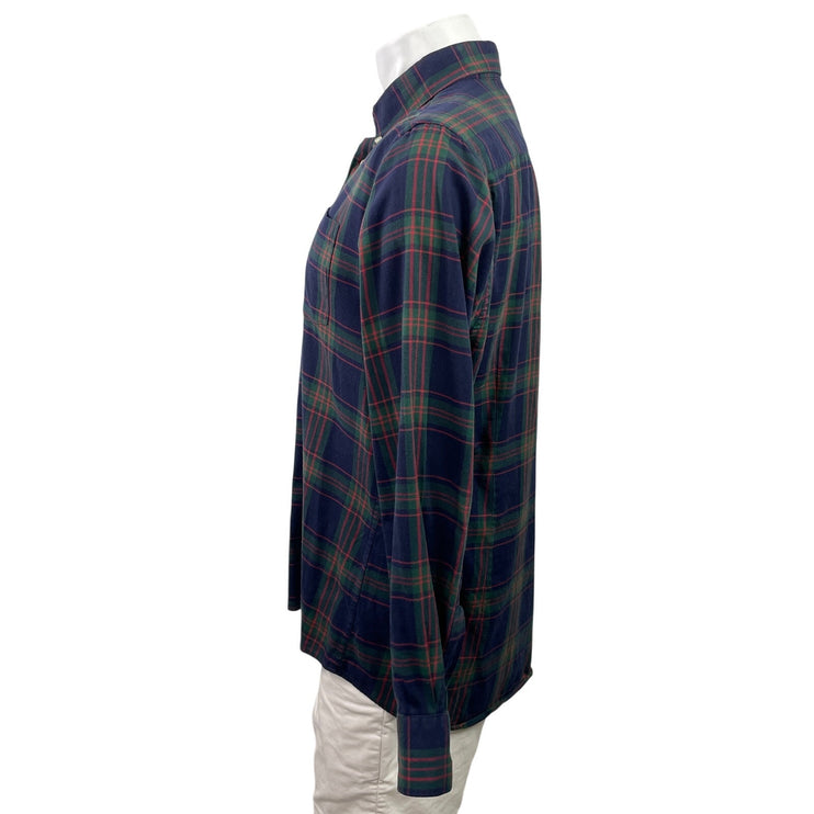 Barbour Tailored Mens Green Plaid Checkered Long Sleeve Button Down Shirt Top XL