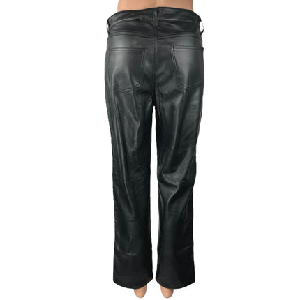 Elie Tahari Womens Black Faux Leather Straight Leg High Rise Ankle Pants Size 29