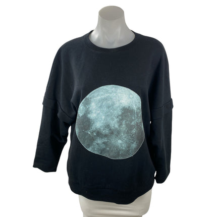 Matiere Noire Women's Black Moon Graphic Long Sleeve Sweater Sweatshirt Top Sz S