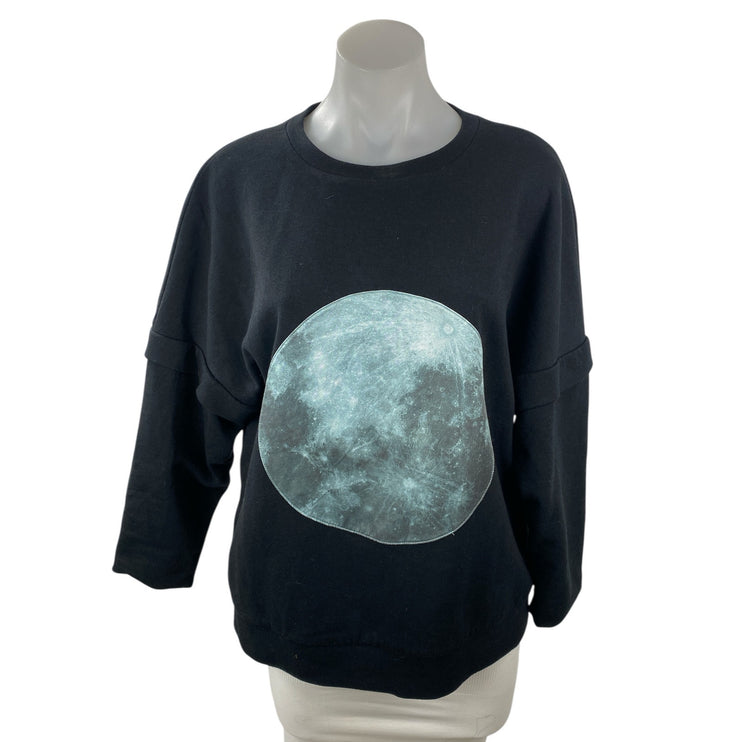 Matiere Noire Women's Black Moon Graphic Long Sleeve Sweater Sweatshirt Top Sz S