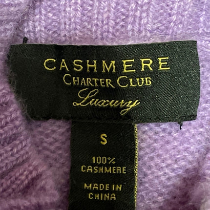 Charter Club Women's Purple 100% Cashmere Long Sleeve Cable Knit Sweater Top  S