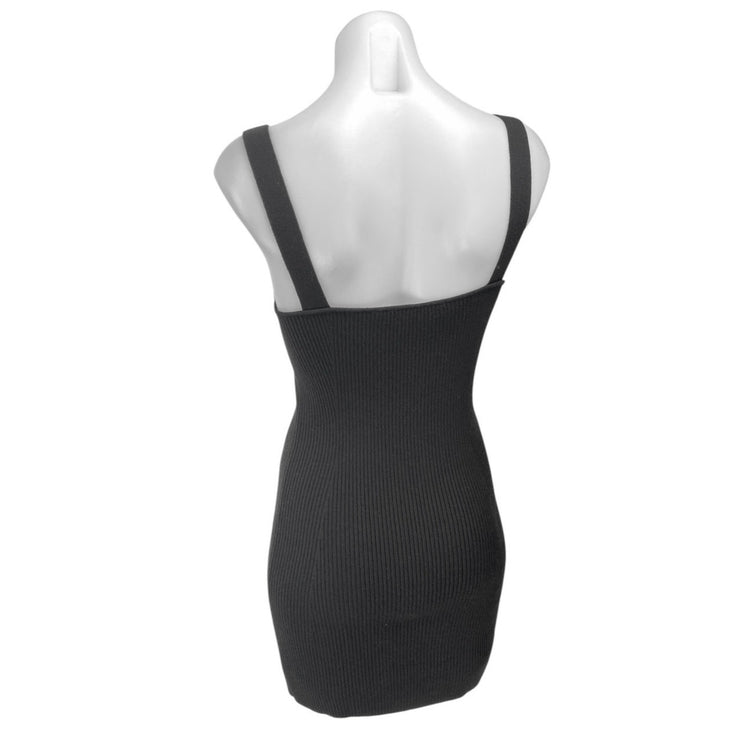 French Connection Black Sleeveless Ribbed Knit Cami Tank Mini Bodycon Dress Sz S