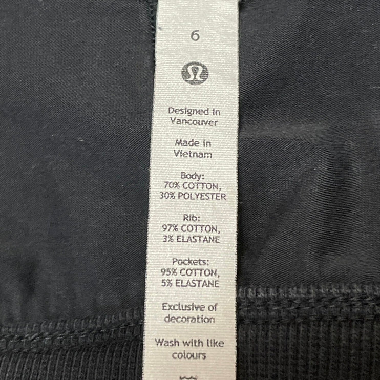 Lululemon Women's Black Drawstring High Rise Athletic Jogger Sweat Pants Size 6