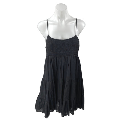 Zara Women's Black Sleeveless Smocked Scoop Cami Camisole Tank Mini Dress Size M