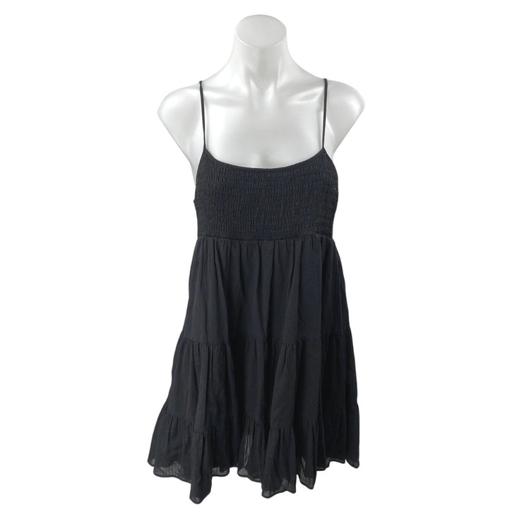 Zara Women's Black Sleeveless Smocked Scoop Cami Camisole Tank Mini Dress Size M