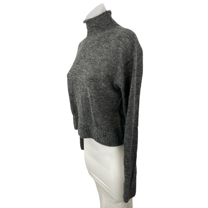 Zara Womens Gray Alpaca Wool Mock Neck Long Sleeve Crop Sweatshirt Sweater Top S