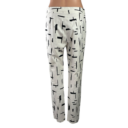Bimba Y Lola Women's White Black Abstract High Rise Straight Trousers Pants 8