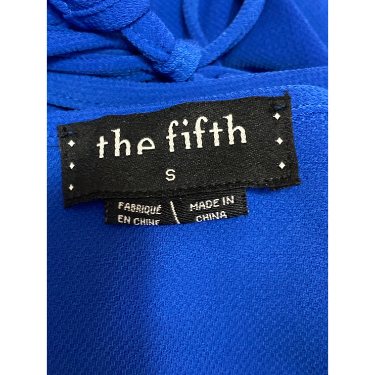 The Fifth Women's Blue High Neck Sleeveless Cutout Plunge Tank Blouse Top Size S