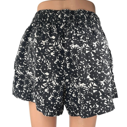 Everlane Women's Black White Floral High Waisted Casual Mini Shorts Size M