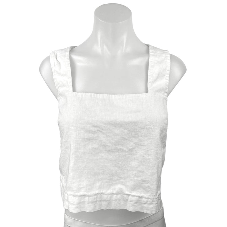 Abercrombie & Fitch White Linen Sleeveless Square Neck Crop Tank Top Size S