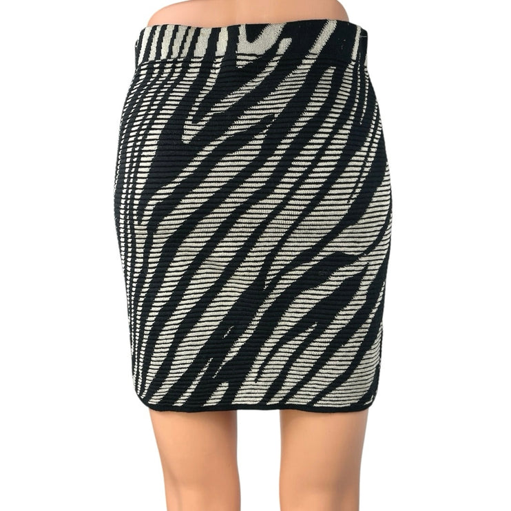 Urban Outfitters Silence + Noise Gray Multicolor Zebra Knit Mini Sweater Skirt S