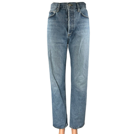 Agolde Women's Blue High Waisted Light Relaxed Straight Leg Denim Jeans Size S
