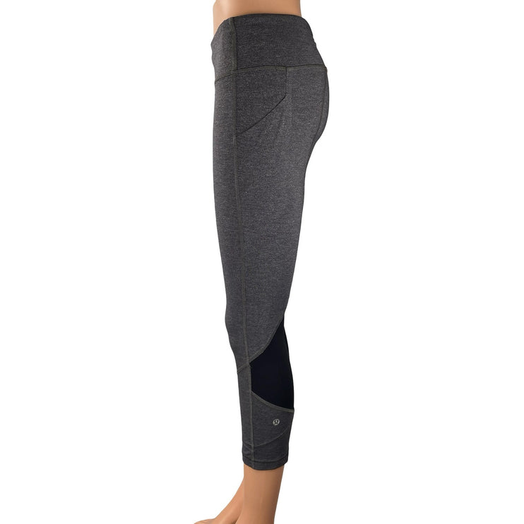 Lululemon Pace Rival Crop Women' s Gray Running Yoga Athletic Leggings Pants 6
