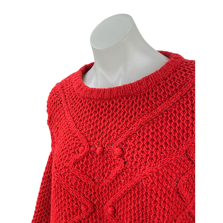 Love Tree Women's Red Argyle Knit Long Sleeve Boxy Pullover Sweater Top Size L