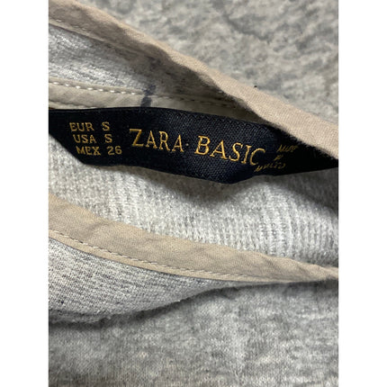 Zara Women's Gray Cable Knit Long Sleeve Crew Neck Pullover Sweater Top Size S