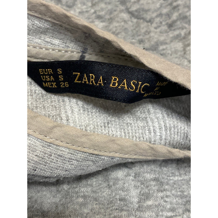 Zara Women's Gray Cable Knit Long Sleeve Crew Neck Pullover Sweater Top Size S