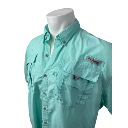 Columbia PFG Bahama II Men's Green Collared Short Sleeve Button Down Shirt Top L