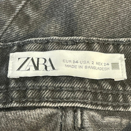 Zara Women's Black Washed Straight Leg Casual High Waisted Denim Jeans Size 2
