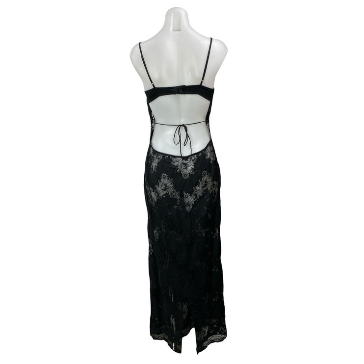 I.AM.GIA Leona Women's Black Sleeveless Floral Lace Open Back Cami Maxi Dress S