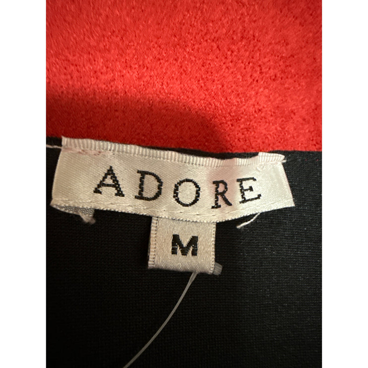 NEW $140 Adore Red Faux Vegan Suede Grommet Open Front Long Sleeve Coat Jacket M