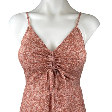Japna Brown Floral Ruched Sleeveless Cami Camisole  Wide Leg Jumpsuit Romper S