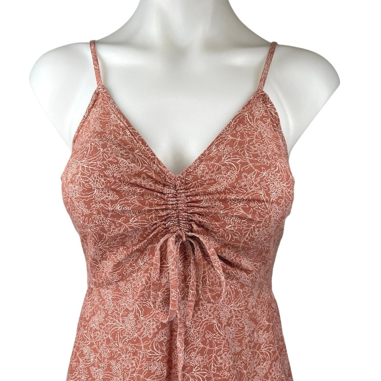 Japna Brown Floral Ruched Sleeveless Cami Camisole  Wide Leg Jumpsuit Romper S
