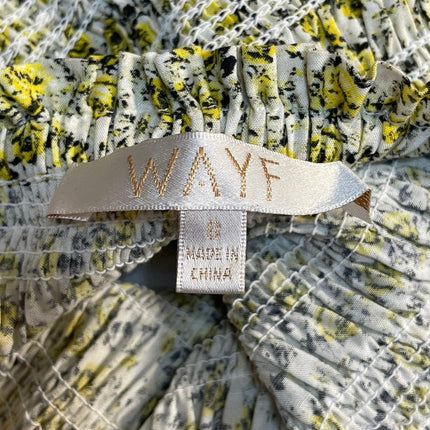 WAYF Nevaeh Yellow Ditsy Floral Smocked Long Sleeve Midi Flare A-Line Dress Sz S