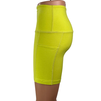 Beyond Yoga Spacedye Keep Pace Womens Yellow Activewear Athletic Bike Shorts S/P
