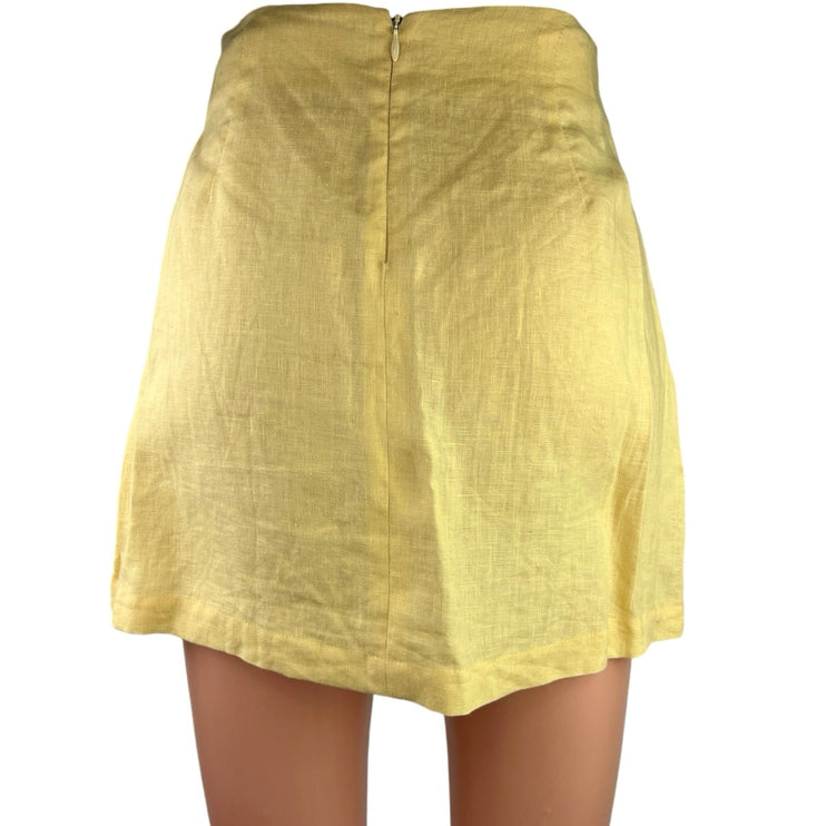 Reformation Yellow Linen Lightweight Zipper Casual Mini Pencil Skirt Size XXS