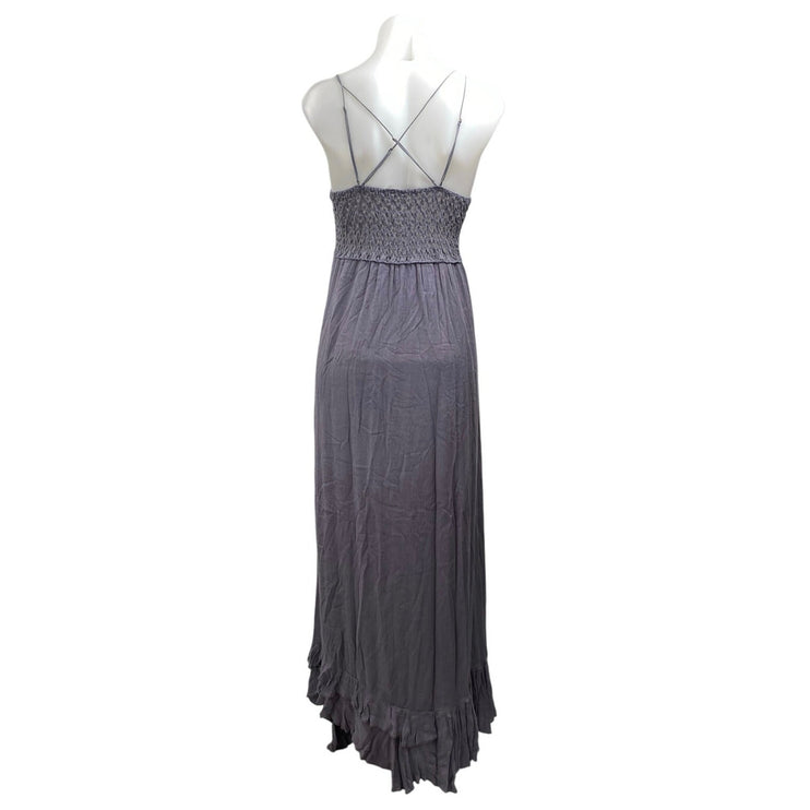 Free People Adella Gray Lace Sleeveless Cami Camisole Maxi A-Line Tank Dress M