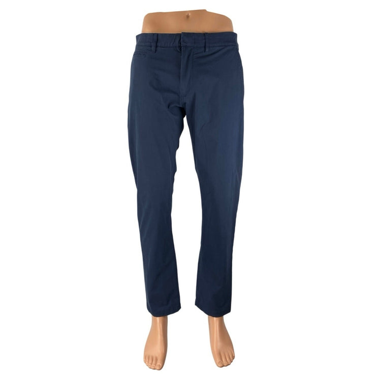 J.Crew Men's Navy Blue Stretch High Rise Straight Chino Khaki Trousers Pants 32