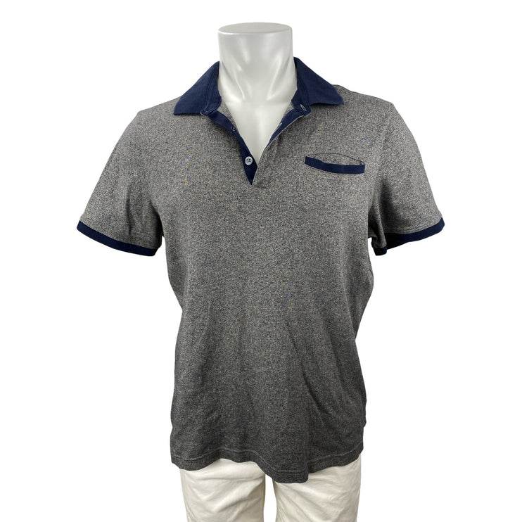 Banana Republic Luxury Touch Men's Gray Blue Short Sleeve Polo Shirt Top Size L
