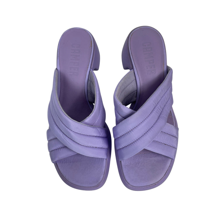 Camper Trisha Women's Purple Cross Strap Block Heels Slides Sandals Sz 37 US 6