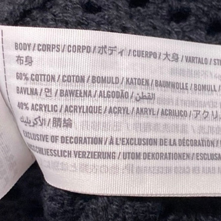 Abercrombie & Fitch Black Crochet Open Knit Short Sleeve Button Up Shirt Top S