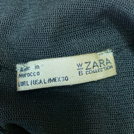 Zara Women's Black Mesh Semi Sheer Long Sleeve Turtleneck Blouse Top Size L