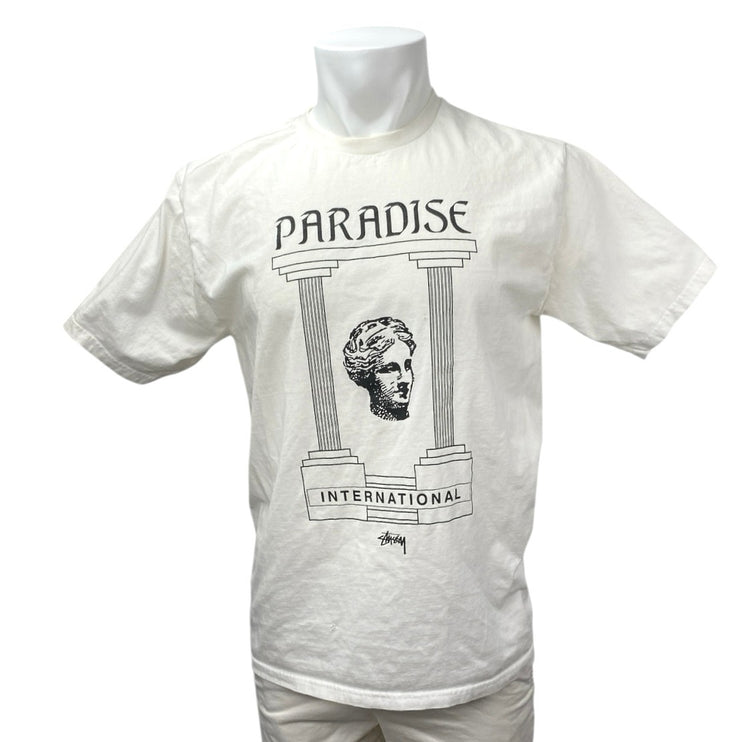 Stussy Paradise Men's White Crewneck Short Sleeve Graphic Tee T-shirt Top Size M