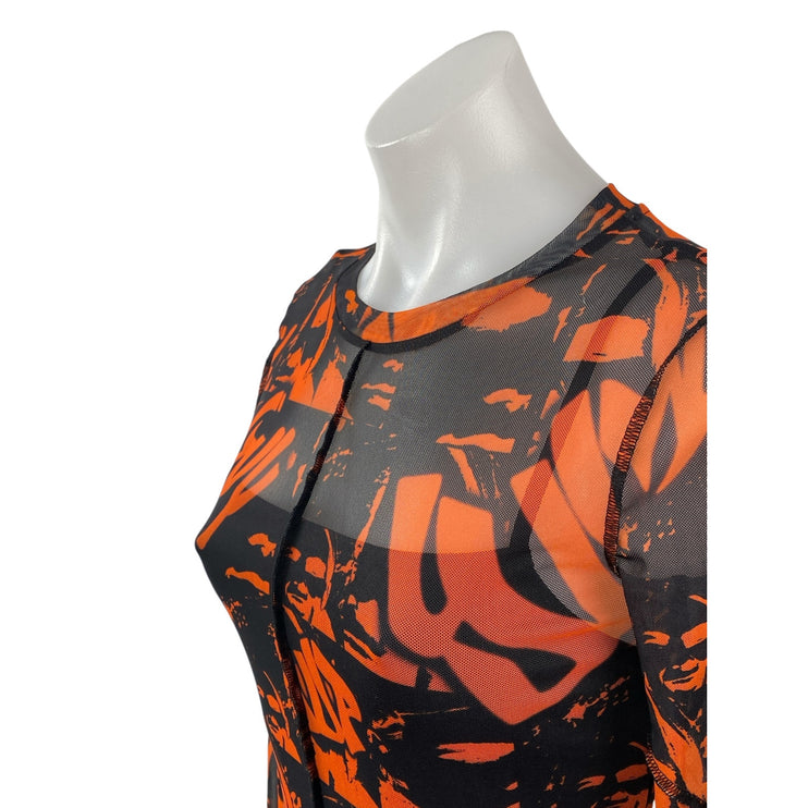 NEW Benee x Bershka Women's Abstract Tulle Mesh Long Sleeve Mini Bodycon Dress M