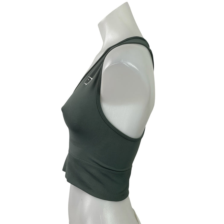 Gymshark Everyday Green Seamless Sleeveless Active Sports Bra Crop Tank Top Sz S