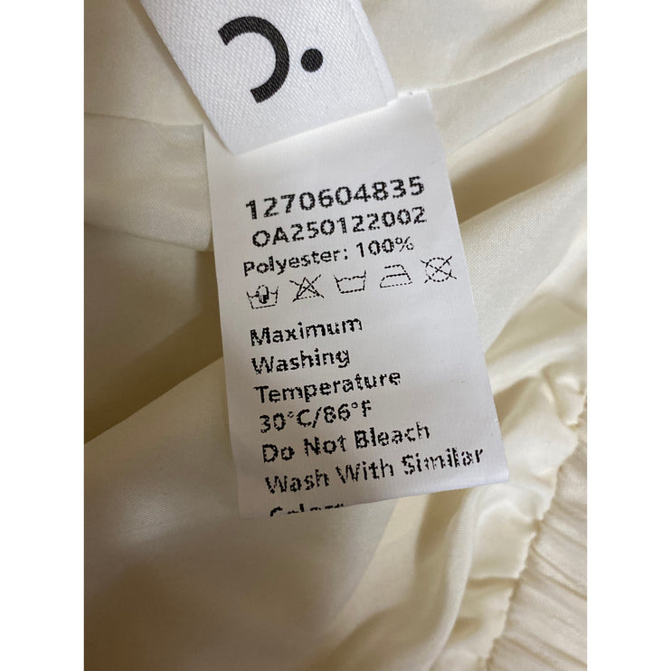 Commense Women's Cream White Ruffles Elastic waist Midi Flared A-Line Skirt XL