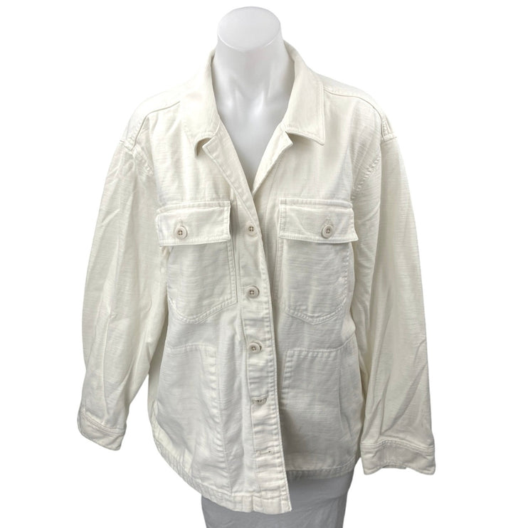 Madewell Drakefield White Long Sleeve Button Down Pockets Shirt Coat Jacket XL